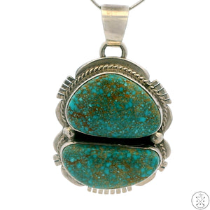 Vintage Navajo Sterling Silver Pendant Sunnyside Mine Turquoise Signed Maria Platero