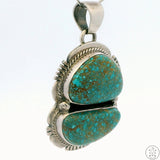 Vintage Navajo Sterling Silver Pendant Sunnyside Mine Turquoise Signed Maria Platero