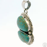 Vintage Navajo Sterling Silver Pendant Sunnyside Mine Turquoise Signed Maria Platero