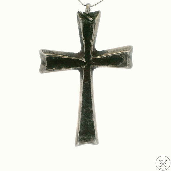 Vintage Sterling Silver Sand Cast Cross Pendant Large