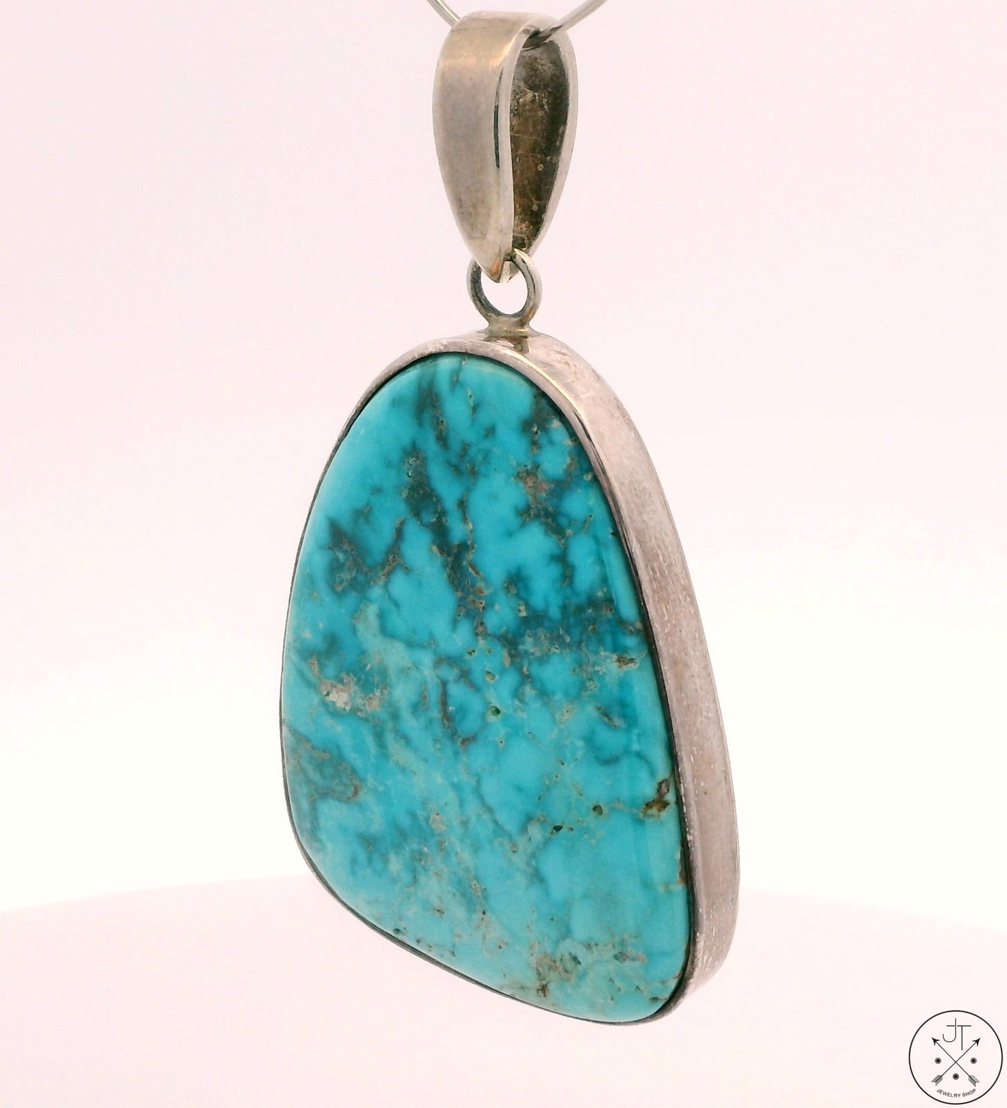 Vintage Sterling Silver Pendant with Pilot Mountain Turquoise Noah Pfeffer Large Bale