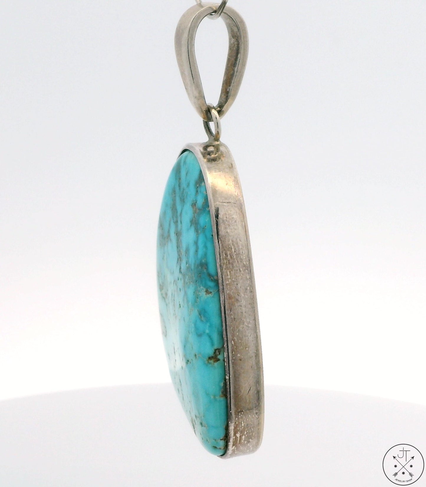 Vintage Sterling Silver Pendant with Pilot Mountain Turquoise Noah Pfeffer Large Bale