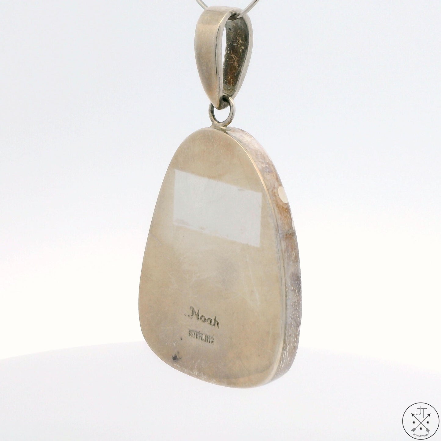 Vintage Sterling Silver Pendant with Pilot Mountain Turquoise Noah Pfeffer Large Bale