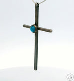 Vintage Sterling Silver Cross Pendant with Turquoise