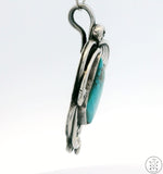 Vintage Navajo Sterling Silver Pendant with Santa Rita Turquoise Signed Hook Bale