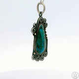 Vintage Sterling Silver Pendant with Malachite Chrysocolla