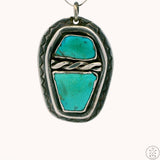 Vintage Heavy Sterling Silver Pendant with King's Manassa Mine Turquoise