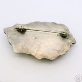 Vintage Sterling Silver Leaf Brooch Pin with Bonanza Turquoise