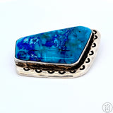 Unique Vintage Navajo Sterling Silver Brooch Pin with Blue Agate Signed Bear