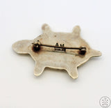 Vintage Navajo Sterling Silver Turtle Brooch Pin Signed Martinez