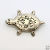 Vintage Navajo Sterling Silver Turtle Brooch Pin Signed Martinez