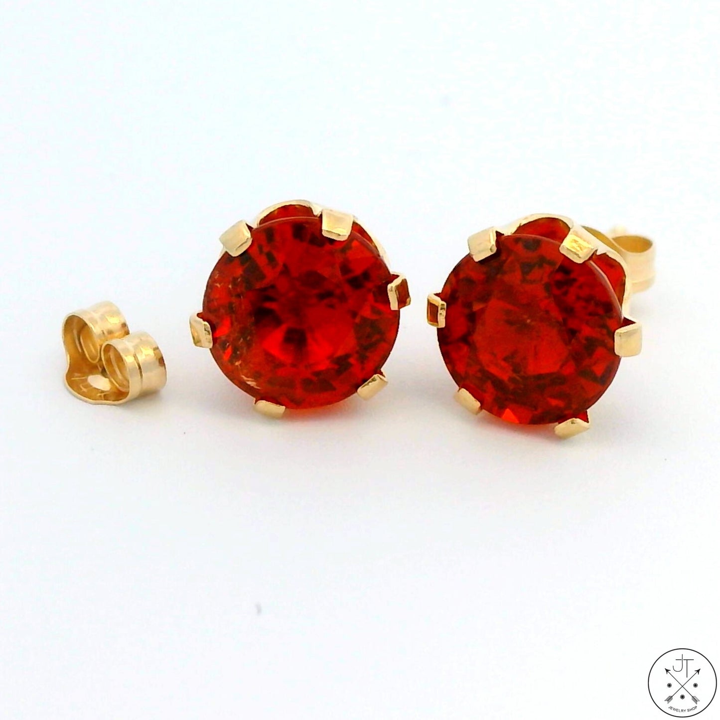 14k Yellow Gold Stud Earrings with 2.7 ctw Citrine 6.6 mm