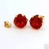 14k Yellow Gold Stud Earrings with 2.7 ctw Citrine 6.6 mm