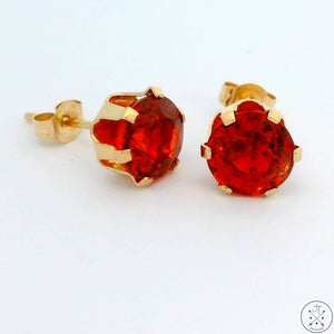 14k Yellow Gold Stud Earrings with 2.7 ctw Citrine 6.6 mm