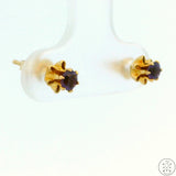 Vintage 14k Yellow Gold Flower Stud Earrings with Amethyst