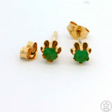 Vintage 14k Yellow Gold Stud Earrings with Emerald