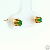 Vintage 14k Yellow Gold Stud Earrings with Emerald