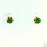 Vintage 14k Yellow Gold Stud Earrings with Emerald