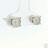 10k White Gold Stud Earrings 1/2 ctw Diamonds 6 mm New 14k Backs