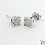 10k White Gold Stud Earrings 1/2 ctw Diamonds 6 mm New 14k Backs