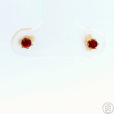 Vintage 14k Yellow Gold Stud Earrings with .13 ctw Red Spinel Natural