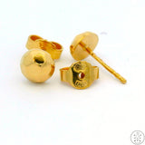 Vintage 18k Yellow Gold Stud Earrings Geometric Football Soccer European