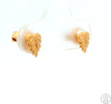 Vintage 18k Yellow Gold Stud Earrings Small Leaf