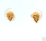 Vintage 18k Yellow Gold Stud Earrings Small Leaf