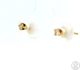 Vintage 14k Yellow Gold Stud Earrings with 1/10 ctw Natural Diamonds Round KSI1