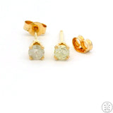 Vintage 14k Yellow Gold Stud Earrings with 1/5 ctw Natural Diamonds Round LI2