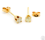 Vintage 14k Yellow Gold Stud Earrings with 1/5 ctw Natural Diamonds Round LI2