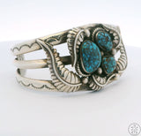 Vintage Navajo Sterling Silver Cuff Bracelet Red Mountain Turquoise 7 Inch Signed