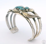 Vintage Navajo Sterling Silver Cuff Bracelet Red Mountain Turquoise 7 Inch Signed