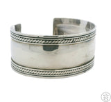 Vintage Sterling Silver 1.2 Inch Wide Cuff Bracelet 7.25 Inch Indonesia