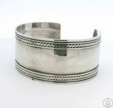 Vintage Sterling Silver 1.2 Inch Wide Cuff Bracelet 7.25 Inch Indonesia