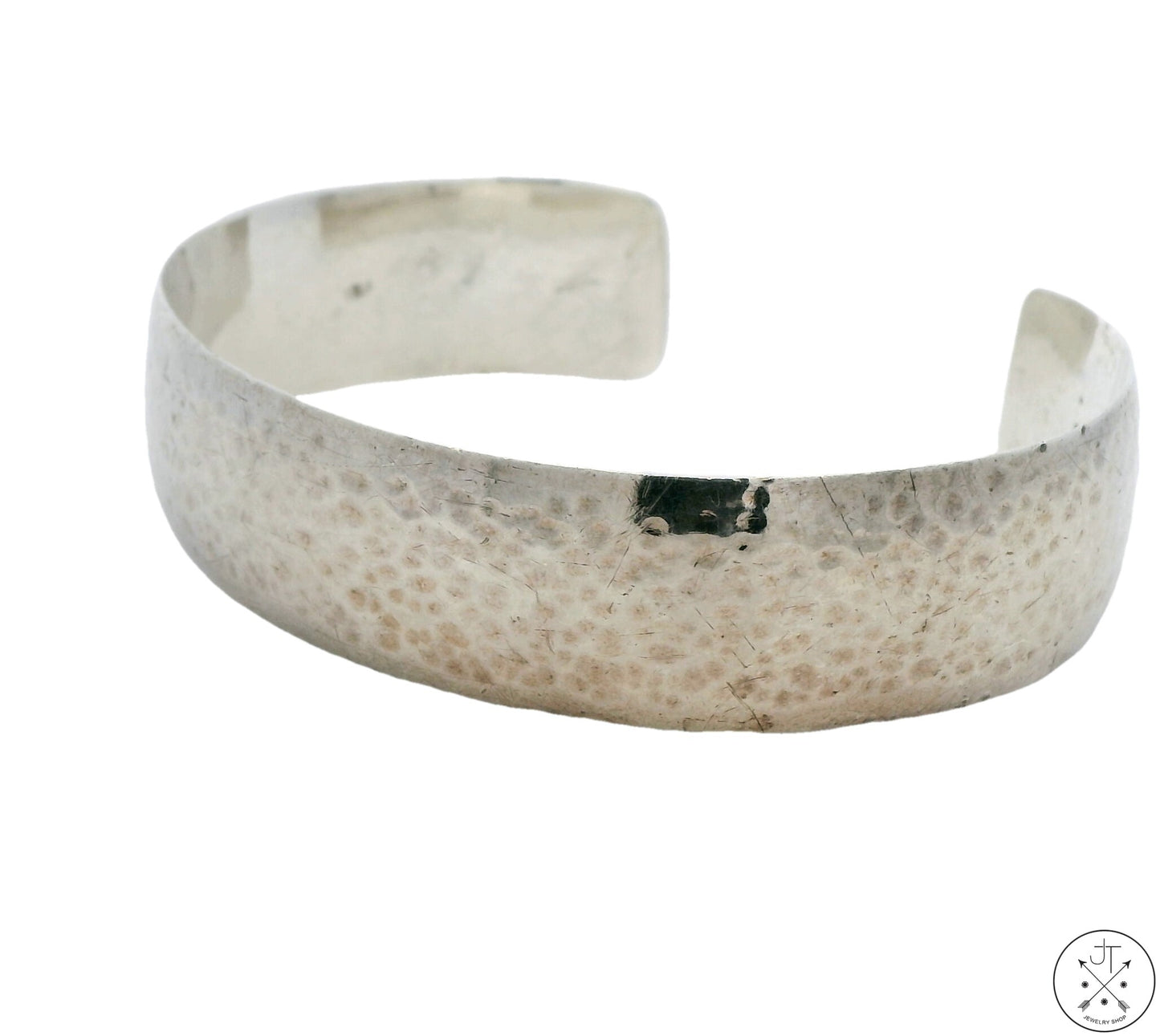 Vintage Hammered Sterling Silver 1/2 Inch Wide Cuff Bracelet 7.25 Inch
