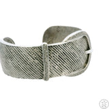 Vintage Sterling Silver 1 Inch Wide Belt Buckle Cuff Bracelet 7 Inch with Diamonds