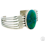 Vintage Sterling Silver Cuff Bracelet with Chrysocolla 6.9 Inch