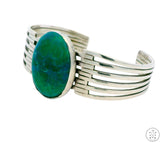 Vintage Sterling Silver Cuff Bracelet with Chrysocolla 6.9 Inch