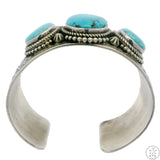 Vintage Navajo Sterling Silver 1.5 in Wide Cuff Bracelet Bisbee Turquoise 7.5 Inch Signed