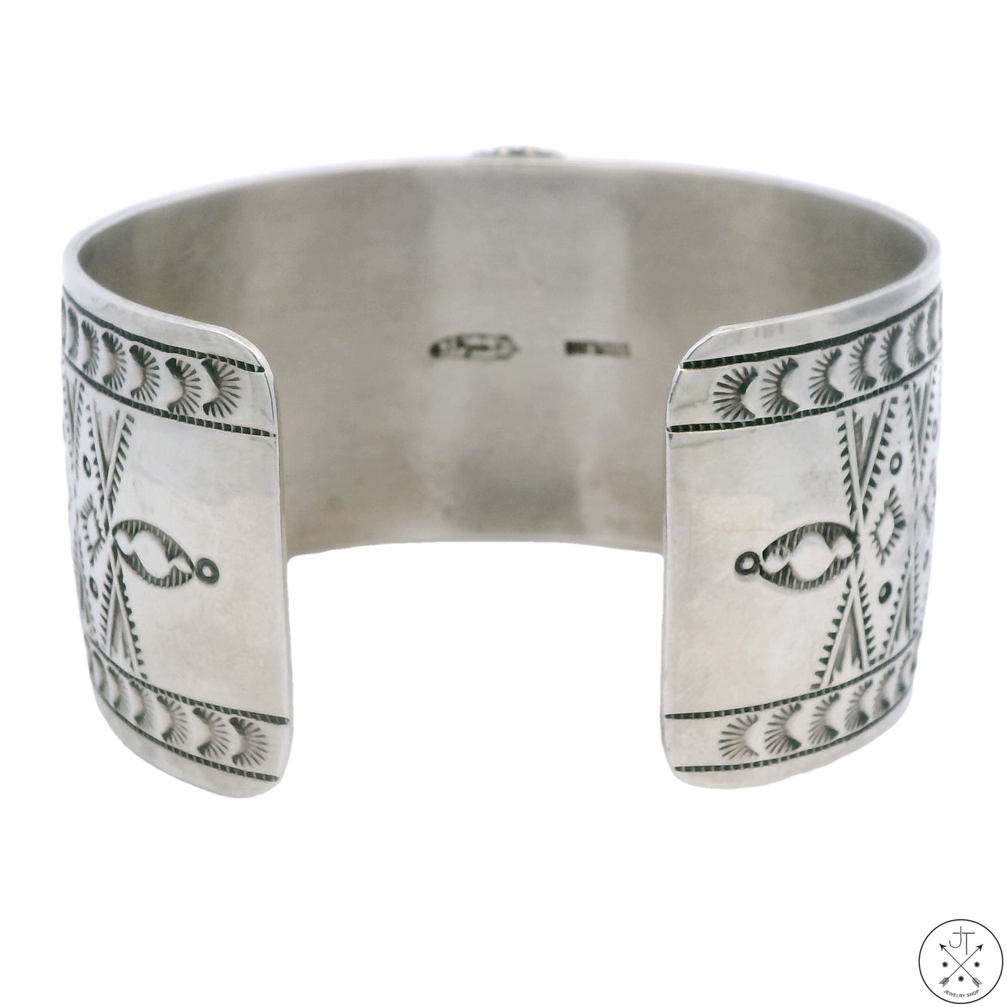 Vintage Navajo Sterling Silver 1.5 in Wide Cuff Bracelet Bisbee Turquoise 7.5 Inch Signed