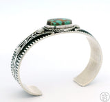 Vintage Navajo Sterling Silver Cuff Bracelet Crow Spring Turquoise 6.5 Inch Signed