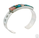 Sterling Silver Cuff Bracelet Turquoise Raised Inlay 7 Inch