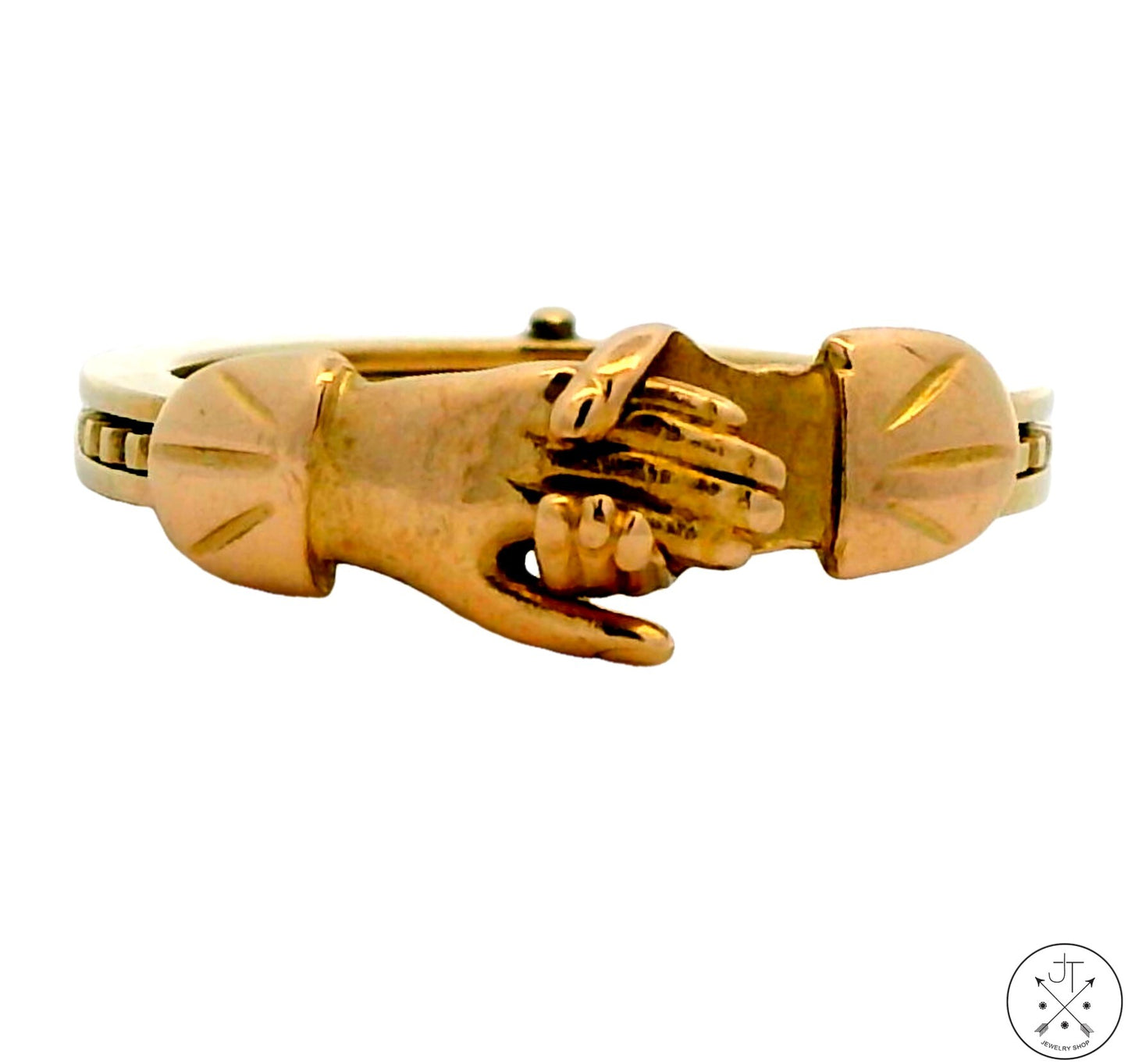 Vintage 14k Yellow Gold Fede Gimmel Ring Size 4.5 Opening Hand-clasp