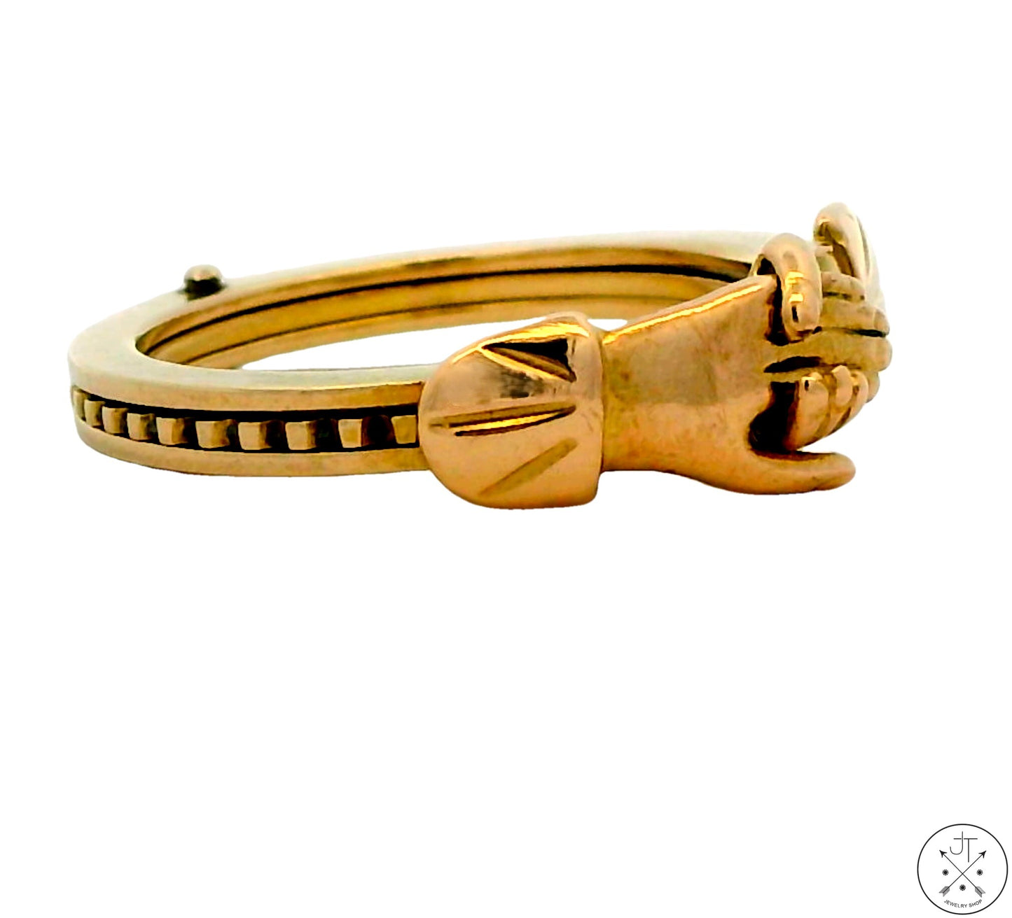 Vintage 14k Yellow Gold Fede Gimmel Ring Size 4.5 Opening Hand-clasp