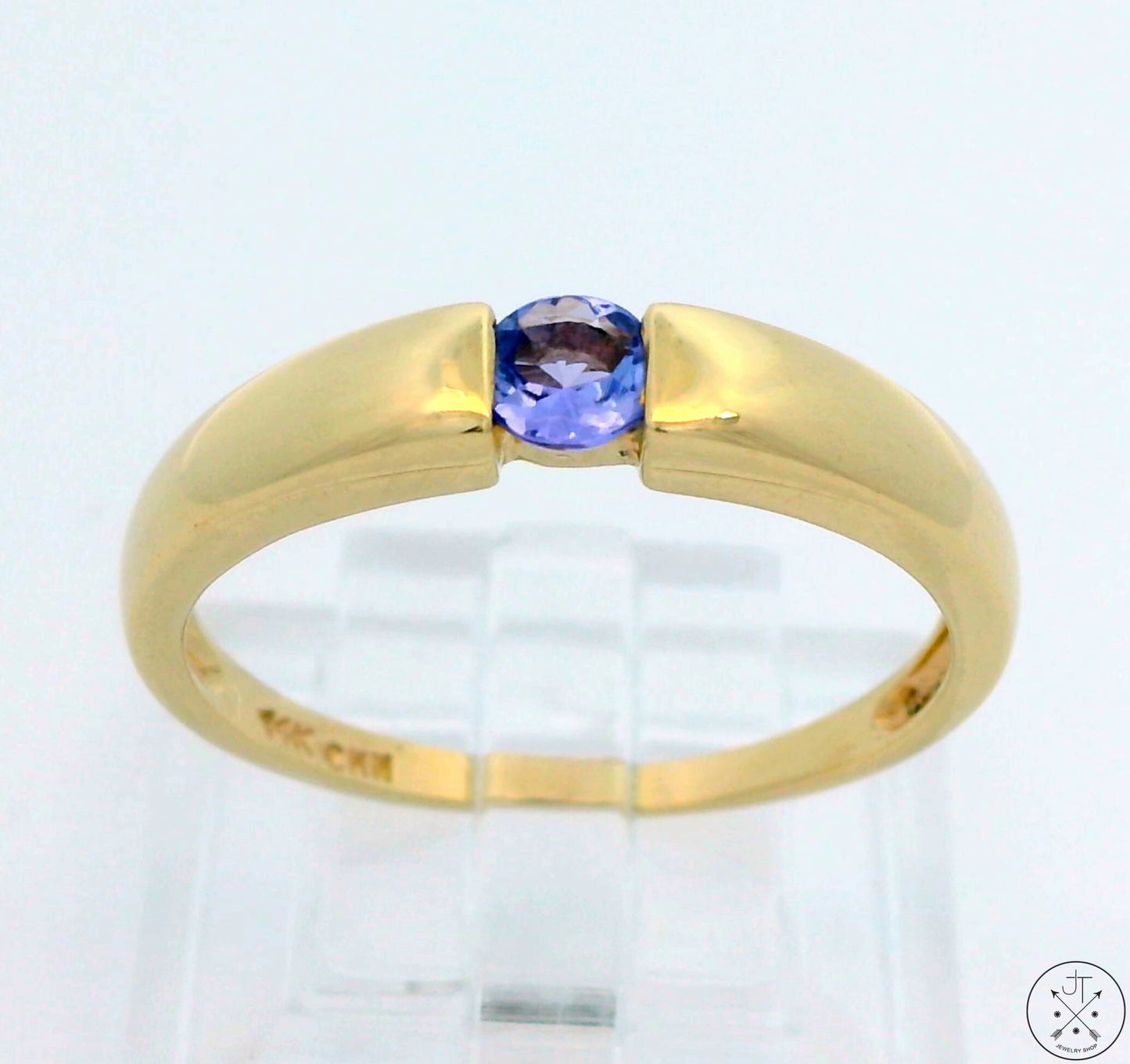 Vintage 14k Yellow Gold Solitaire Band with Tanzanite Size 8
