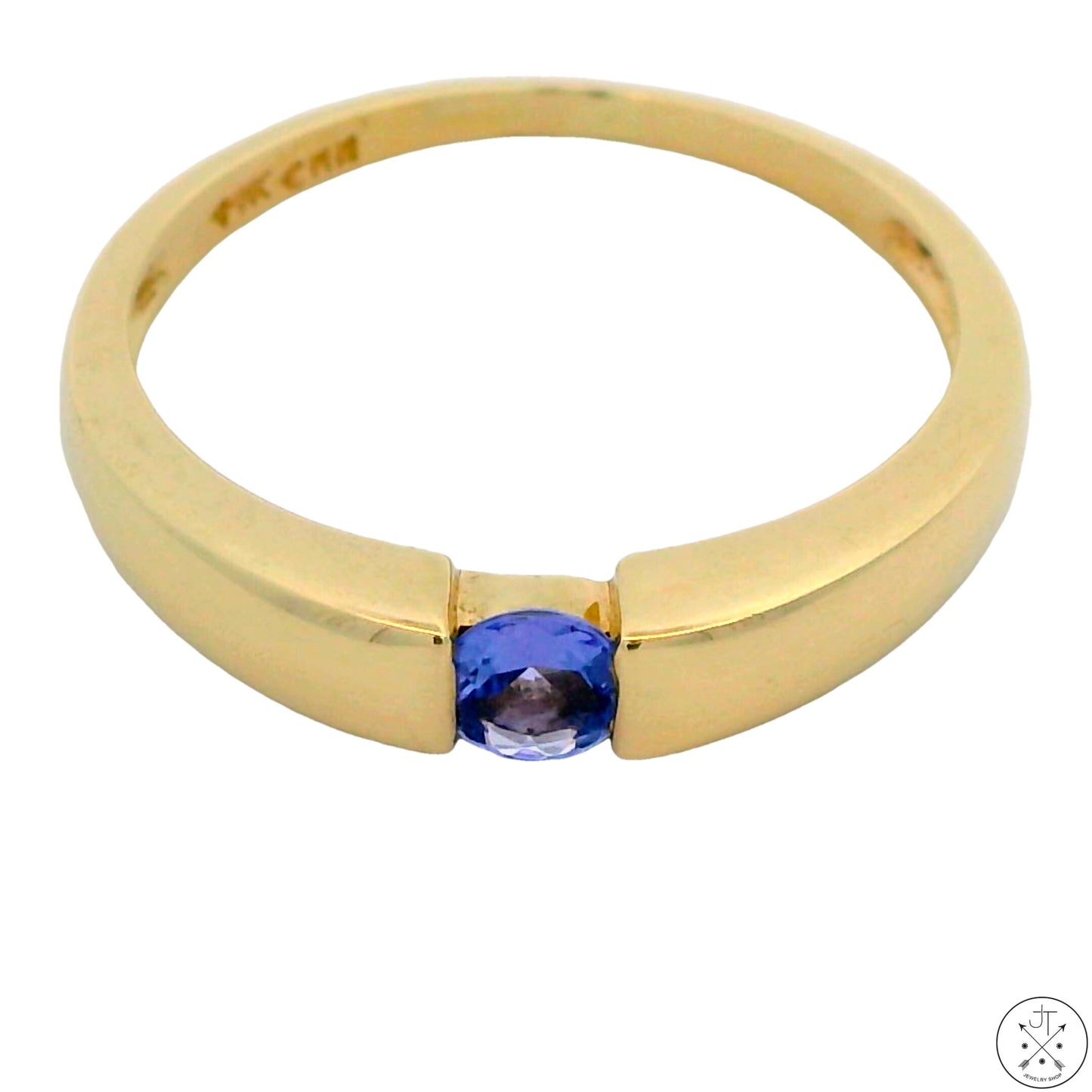 Vintage 14k Yellow Gold Solitaire Band with Tanzanite Size 8