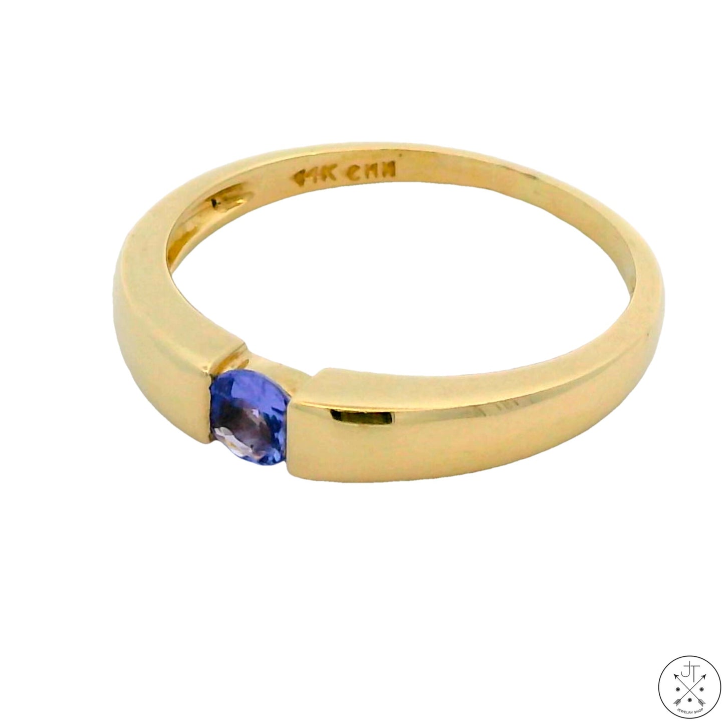 Vintage 14k Yellow Gold Solitaire Band with Tanzanite Size 8