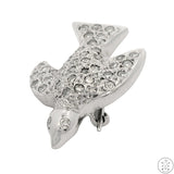 Vintage 18k White Gold Dove Pin with .42 ctw Diamonds