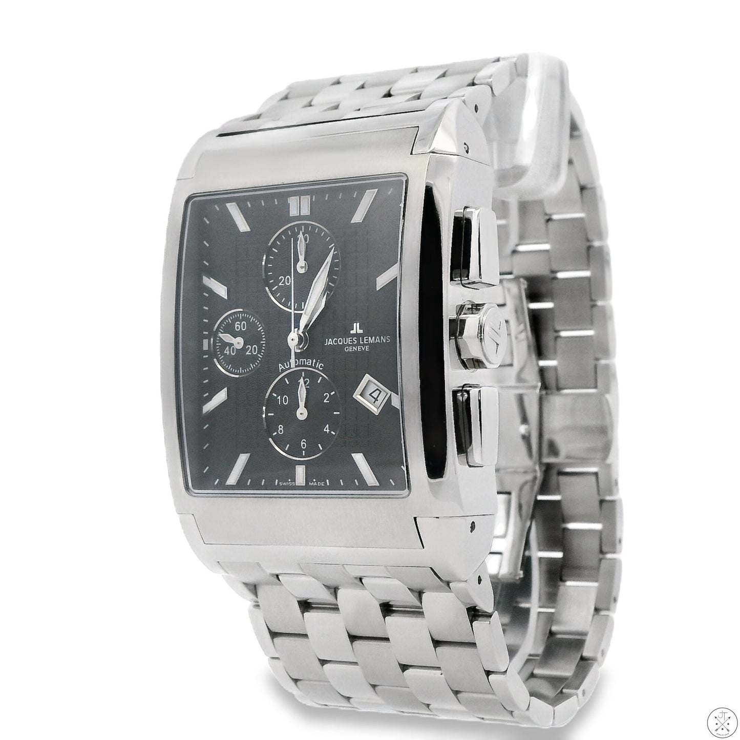 Jacques Lemans Automatic Watch G187 Large Rectangle Sapphire Crystal Box Geneve